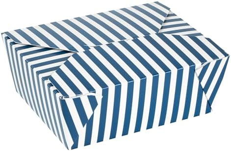 Restaurantware 45 oz Blue And White Stripe 8 Bio Box Container, 50 Ct by Restaurantware