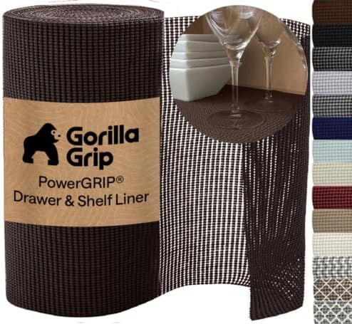 GORILLA GRIP powerGRIP Drawer Shelf and Cabinet Liner, 12" x20', Chocolate by Unknown