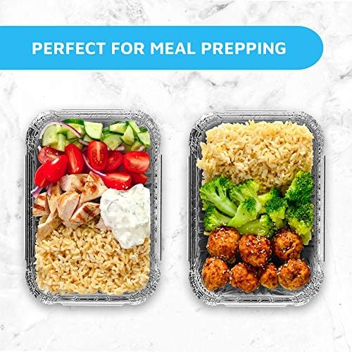 MontoPack Disposable Takeout Pans with Clear Lids | 2lb Capacity Aluminum Foil Food Containers with Strong Seal for Freshness & Spill Resistance | Eco-Friendly & Recyclable | 50-Pack 8x5.5” Drip Pans - Image 7