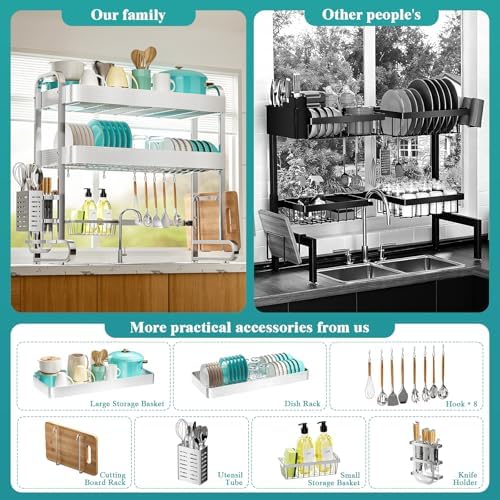 HOWDIA 3-Tier Over The Sink Dish Drying Rack, 304 Stainless Steel - Image 4