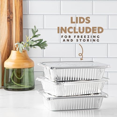 PLASTICPRO 10 Pack Aluminum Pans 6.5'' x 9" Disposable Pans with Covers Heavy Duty 2.25 lb Foil Pans for Baking and Cooking - Image 4