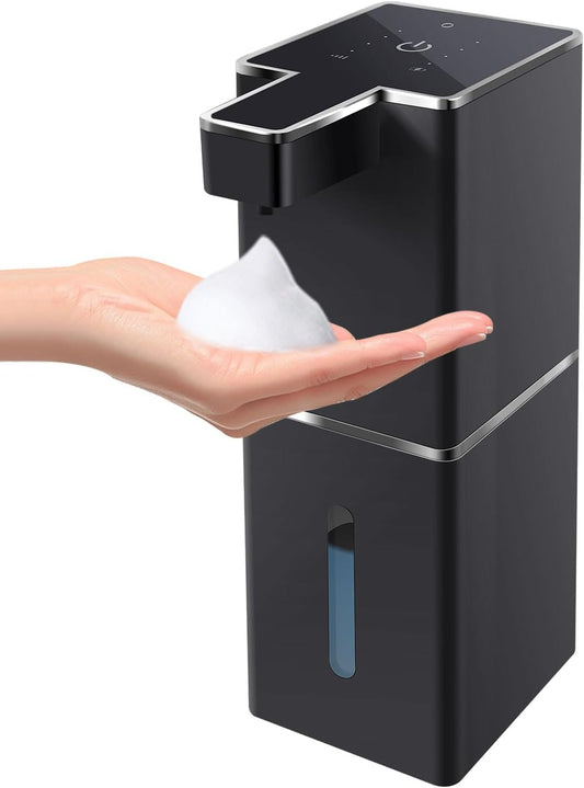 Automatic Foaming Soap Dispenser Touchless 380ml/12.8oz Rechargeable Hand Soap Dispenser Wall Mounted 4 Levels Adjustable Foam Soap Pump for Bathroom Kitchen Dish Soap