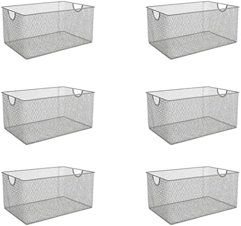 YBM HOME Kitchen Pantry Organizer Wire Baskets for Shelves, Cabinets, Pantry, Countertop, Mesh Open Storage Bin Metal Basket for Organizing Food Supplies, 6 Pack, 13.3x8.5x6.5 by YBMHome