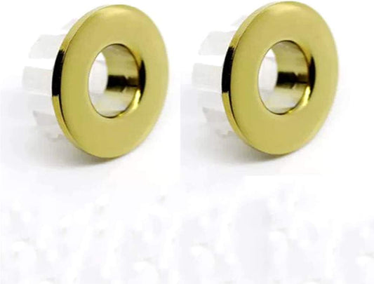Sink Basin Trim Overflow Cover Brass Insert in Hole Round Caps Gold 2 PCS