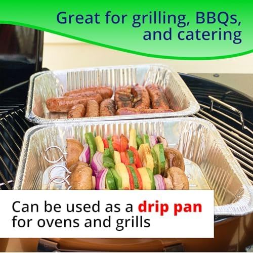 IDL Packaging Full Size Aluminum Steam Table Pans with Lids - Medium, 21" x 13" x 2.25" (pack of 25) - Disposable Foil Pan for Grilling, Roasting, BBQ, Cooking, Baking, Freezing - Image 5