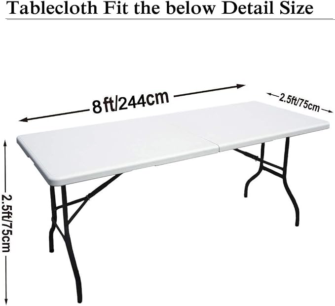 MDS® Pack of 10 Spandex Tablecloth 8FT Tight Fitted Stretch Table Cover – Washable Wrinkle-Free Reusable Elastic Patio Tablecloth for Wedding, Party, Banquet, Trade Show, Event Décor - Peach - Image 4