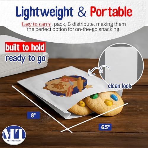 MT Products Custom Printed White Cookie Bags 6.5" x 8" - Personalized Grease Resistant Bakery Bags for Baked Goods - Image 2