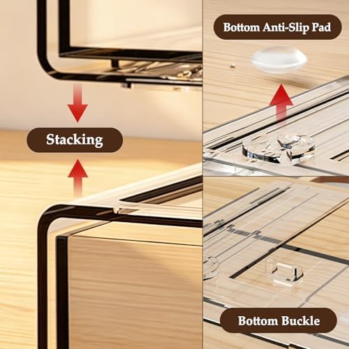 Baby Bottle Organizer 4 Pack Baby Bottle Storage Organizer Clear Bottles Station Acrylic Stackable Container Drawers Bins for Pacifiers,Nipples,Pump Parts for Countertop,Cabinet,Bathroom,Vanity - Image 4