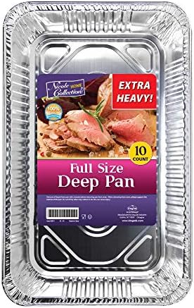 Aluminum Pans Full Size, Large Disposable Roasting & Baking Pan, 21"x13" Deep Foil Pans (10 Pack) Extra Heavy Duty Chafing Trays for Hotels, Restaurants, Caterers, Steam Table, Buffets & Bakeware by NicoleHomeCollection