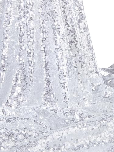 QueenDream Silver Sequin Tablecloth 90x90 Inch Gillter Table Cloth for Birthday Wedding Home Party Decorations - Image 4