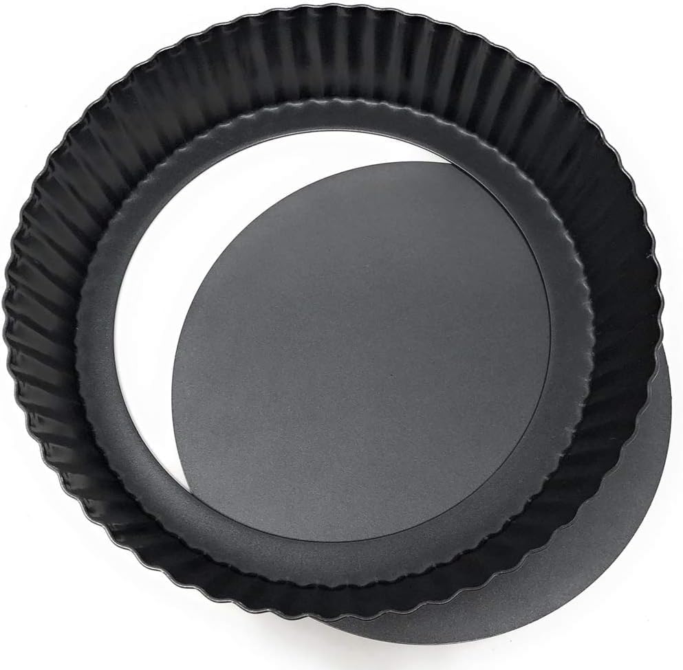 9.44 inch Deep Dish Pie Pan with Removable Bottom - Fluted Carbon Steel Tart Pan for Quiche Lorraine & Pies - Crispy Crust Baking Dish for Home Bakers - Image 7