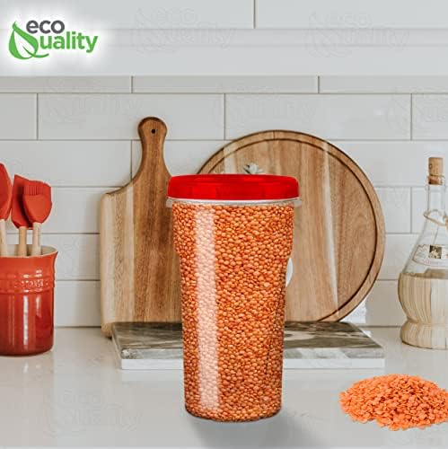 48 oz Clear Twist Top Storage Deli Containers with Leak Proof Lids Red - BPA Free Snack Containers Airtight Reusable Plastic Food Storage Canisters with Twist Seal Caps, Food Storage, Meal Prep, Freezer, Kitchen Organizer, Stackable, Reusable (32) - Image 6