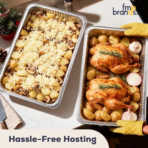 Fit Meal Prep 50 Pack Full Size Aluminum Foil Pans 21"x13", Heavy Duty Large Disposable Roasting Pans for Cooking, Serving, Freezing, Baking Pan Trays for Catering, Meal Prep, and Food Storage - Image 5