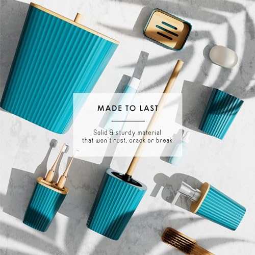 Clara Clark Teal Bathroom Set, Bathroom Sets with Shower Curtain and Rugs - Image 6