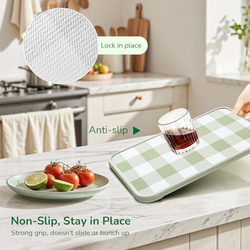 Green Gingham Shelf Drawer Liners Non-Adhesive 17.5In x 10FT - Image 3