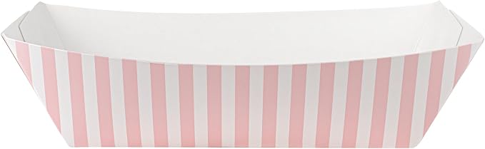 Restaurantware-Bio Tek 2 Pound Food Trays, 50 Disposable Paper Food Trays - Heavy-Duty, Greaseproof, Pink and White Paper Boats, for Snacks, Appetizers, Or Treats, Use At Parties Or Carnivals - Image 12