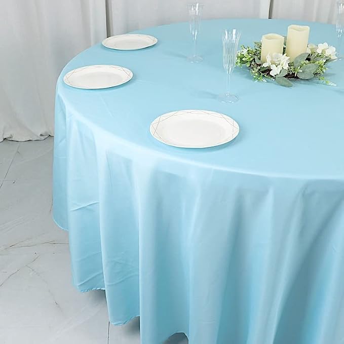 BalsaCircle 6 pcs 108 inch Blue Round Polyester Tablecloths Fabric Table Cover Linens for Wedding Party Banquet Reception Events Kitchen Dining - Image 5
