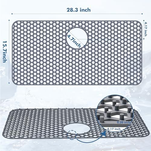 Bestjing Silicone Sink Protectors for Kitchen Sink, 28.3"x 15.7" Rear Drain - Image 3
