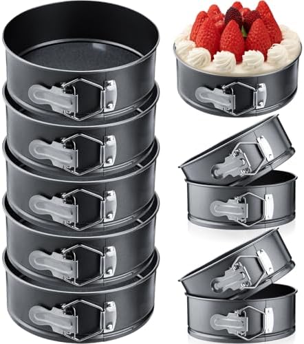 Sunnyray 16 Pack 4.7 Inch Springform Pan Set for Baking Mini Cheesecake Pan | Removable Bottom, Nonstick Carbon Steel Molds, Leakproof Basque Cake Party Favors, Small Quiches Pizzas, Back to School Dorm by Sunnyray