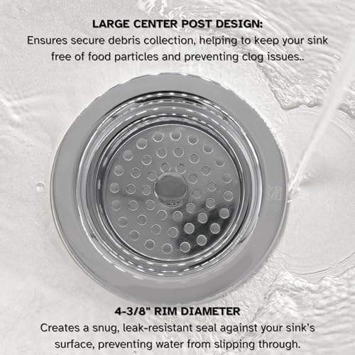 Westbrass A214-26 3-1/2" Post Style Large Kitchen Sink Basket Strainer, Polished Chrome - Image 5