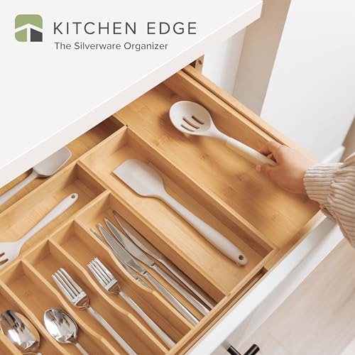 KitchenEdge Silverware & Utensil Drawer Organizer, 16-28 in, Bamboo | Cutlery, flatware, food-safe contract grade, kitchen drawer fit - Image 2