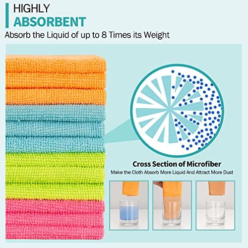 Microfiber Cleaning Cloth, 100 Pack Cleaning Rags, 12" x 12" Shop Towels, Lint Free Reusable All Purpose Microfiber Towels for Cars Kitchen House Office Automotive - Image 3