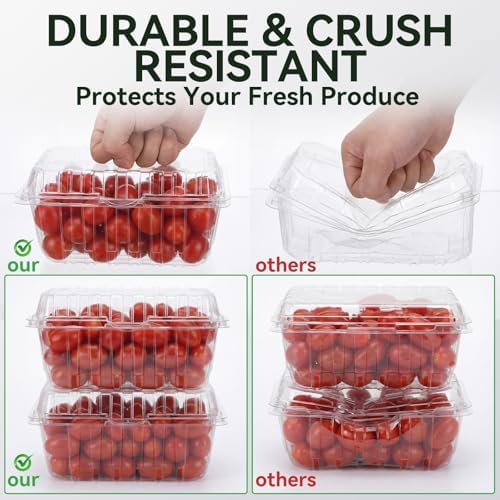 Qinyoung 100 Pack Berry Containers 1 lb Plastic Strawberry Basket with Lids - Image 5