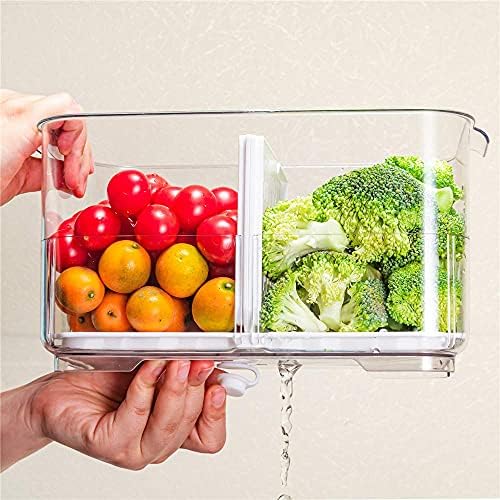 SANNO Vegetable Fruit Containers Fridge Food Storage Produce Saver Container Stackable Refrigerator Freezer Organizer Fresh Keeper Drawers Organizer set of 2 - Image 3
