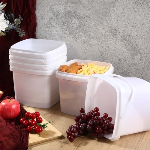 Mifoci 24 Pack5 Qt/169 Oz/5 L Thicken Plastic Buckets with Lids & Handles, Ice Cream Container, Food Grade, Freezer Safe, Sealable Square Reusable Storage Bucket, All Purpose Pails for Soup Fruit Deli - Image 4