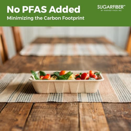 32 oz Compostable Disposable Paper Food Trays with Lids Natural, 100 SET - Image 4