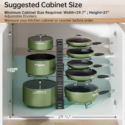 MUDEELA 8-Tier Adjustable Pots and Pans Organizer Rack under Cabinet, Blcak - Image 4