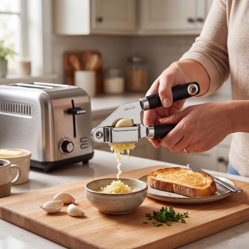 Kitchen 18/0 Stainless Steel Gadgets Utensil Set, Good Grip Utensils, Can Opener, Cheese Grater, Peeler, Pizza Cutter, Garlic Press, 5 Pcs - Image 5
