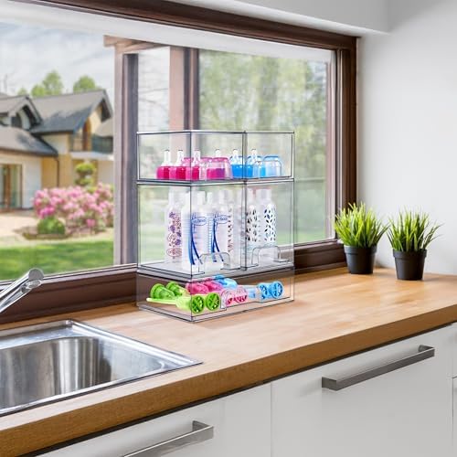 Sorbus Stackable Storage Drawers, Clear Acrylic Pull-Out Organizer (4 Pack) - Image 4