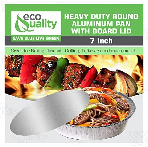 EcoQuality 7" Round Aluminum Foil Pans with Board Lids - Disposable Containers with Foldable Walls for Pie Baking, Cooking, Serving, Reheating, and Storing - Freezer and Oven Safe Tart Pan 100 Pack - Image 5