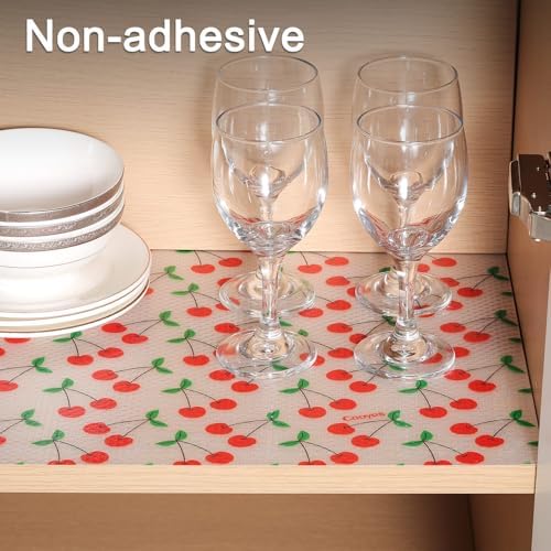 Cooyes Shelf Liner, Non-Adhesive Waterproof Shelf Paper with Fruit Pattern, Easy to Cut and Durable EVA Cabinet & Drawer Mat for Kitchen (23.6 Inch W x 236 Inch L, Red Cherry) - Image 4