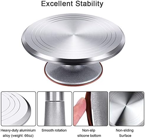 Kootek 11 Inch Rotating Cake Turntable with 2 Icing Spatula and 3 Icing Smoother and 22 Pcs Cake Decorating Kit - Image 6
