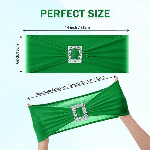 Joccun 120 PCS Spandex Chair Sashes Bows Stretch Chair Cover Band with Buckle Slider Universal Elastic Chair Ties for Wedding Banquet Party Event Decoration (EmeraId) - Image 2