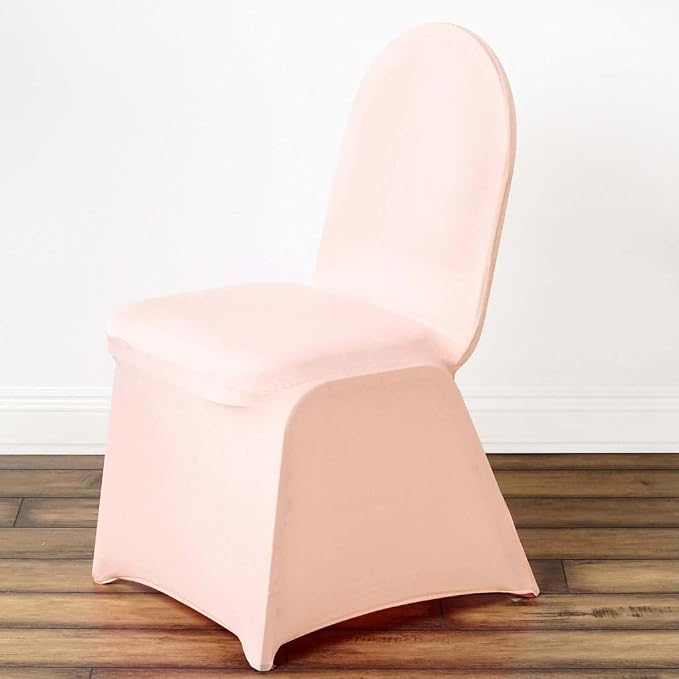 Tableclothsfactory Blush Stretchy Spandex Fitted Banquet Chair Cover Dinning Event Slipcover for Wedding Party Banquet Catering by TABLECLOTHSFACTORY