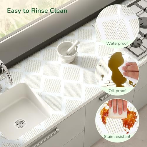 Drawer and Shelf Liner for Kitchen Non-Slip 17.5in x20FT Yellow&White - Image 4