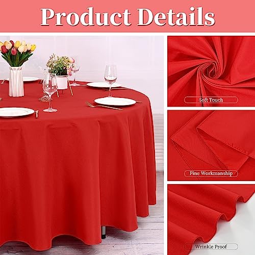 8 Pack Red Round Tablecloths, Diameter of 120 inch - Image 4