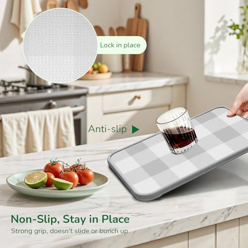 Grey Gingham Shelf Drawer Liners Non-Adhesive 11.8In x 10FT - Image 5