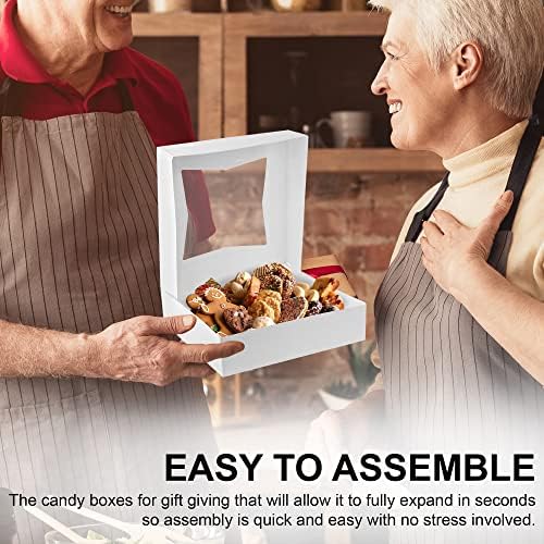 MT Products White Bakery Pie Boxes 9" x 9" x 2.5" - Auto Pop-Up Windowed Bakery Boxes (Pack of 15) - Made in the USA - Image 3