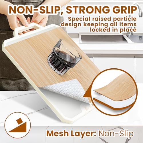 Drawer Shelf Liner for Kitchen Cabinets Non-Adhesive, Non Slip Shelf Paper Waterproof Thickened Cabinet Liners for Shelves, Strong Grip Mats for Cupboard, Dresser, Pantry, Wood-Grain, 17.5" x 39.4 FT - Image 3