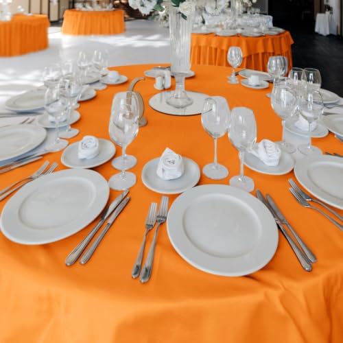 Fitable 6 Pack Orange Tablecloths 70 Inch Round for 36"-48" Tables - Image 2