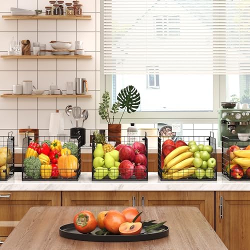 Jakyitvi 5 Pack XXL Stackable Wire Storage Basket, Extra Large Capacity Pantry Organizer and Storage, Muti-Purpose for Fruit Vegetable Basket & Toy Bin & Snack Organizer - Image 5