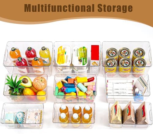 Freebat 12 Pack Pantry Organization and Storage,Clear Plastic Storage Bins | 4Small 4Middle 4Large,Cabinet Organizer, Clear Plastic Storage Containers with Handle,Acrylic Storage Bins for Cabinet,Fridge - Image 3