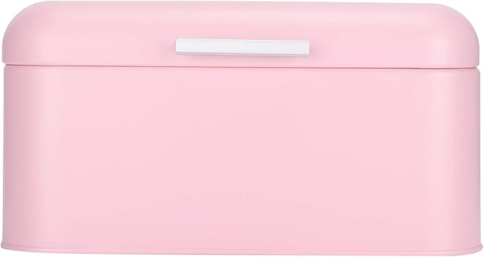 Pink Metal Bread Box, Large Kitchen Counter Storage Container with Lid by Unknown