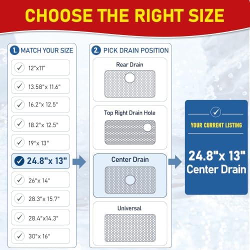 Bestjing Silicone Sink Protectors for Kitchen Sink-24.8"x 13" Center Drain - Image 2