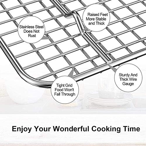 Baking Supplies, Baking Sheet & Rack Set [2 Sheets + 2 Racks], Baking Tray, Stainless Steel Cookie Pan with Cooling Rack, Non Toxic & Heavy Duty & Easy Clean (9 x 7 x 1 inch) - Image 3