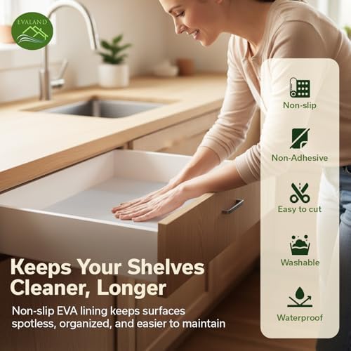 EVALAND Shelf Liner Cabinet Liner Non-Adhesive Drawer Liner 19.6 in x 33 FT - Image 3